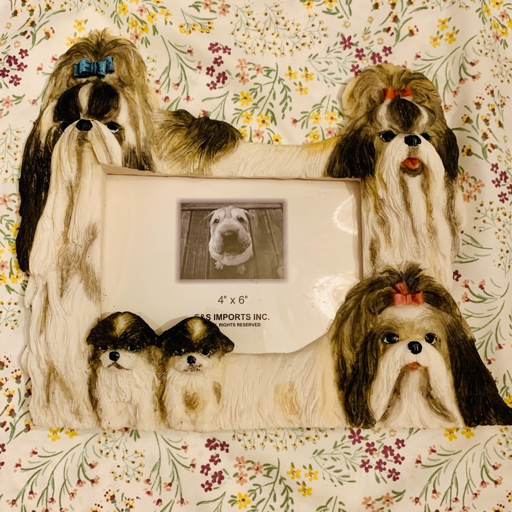 E & S Imports Shih Tzu Photo Frame Ceramic Resin